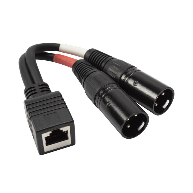 Cabo preto RJ45 fêmea para duplo XLR macho